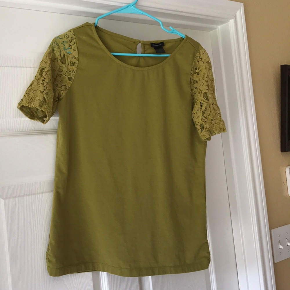 Ann Taylor Lace Sleeved Tee
